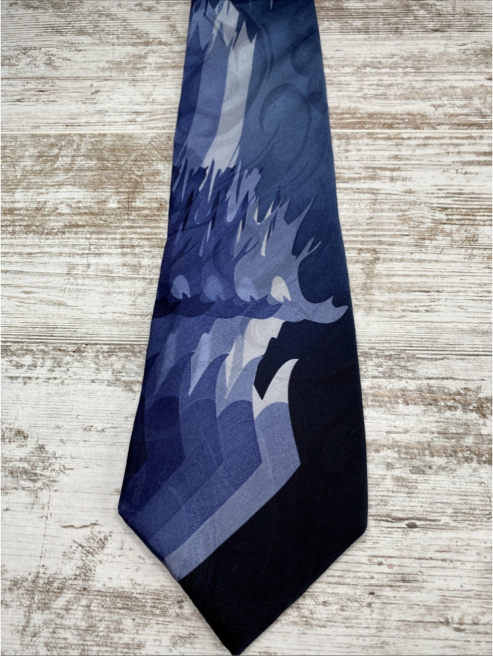 Bruno Piattelli Silk Tie XL 62” Blue Abstract Wide 4” Designer Vintage USA